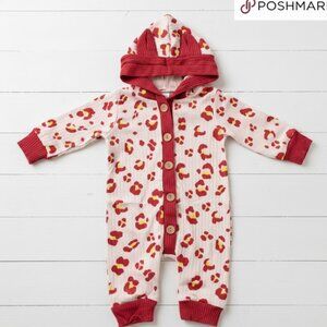Cute Hooded onesie with bunny ears button front